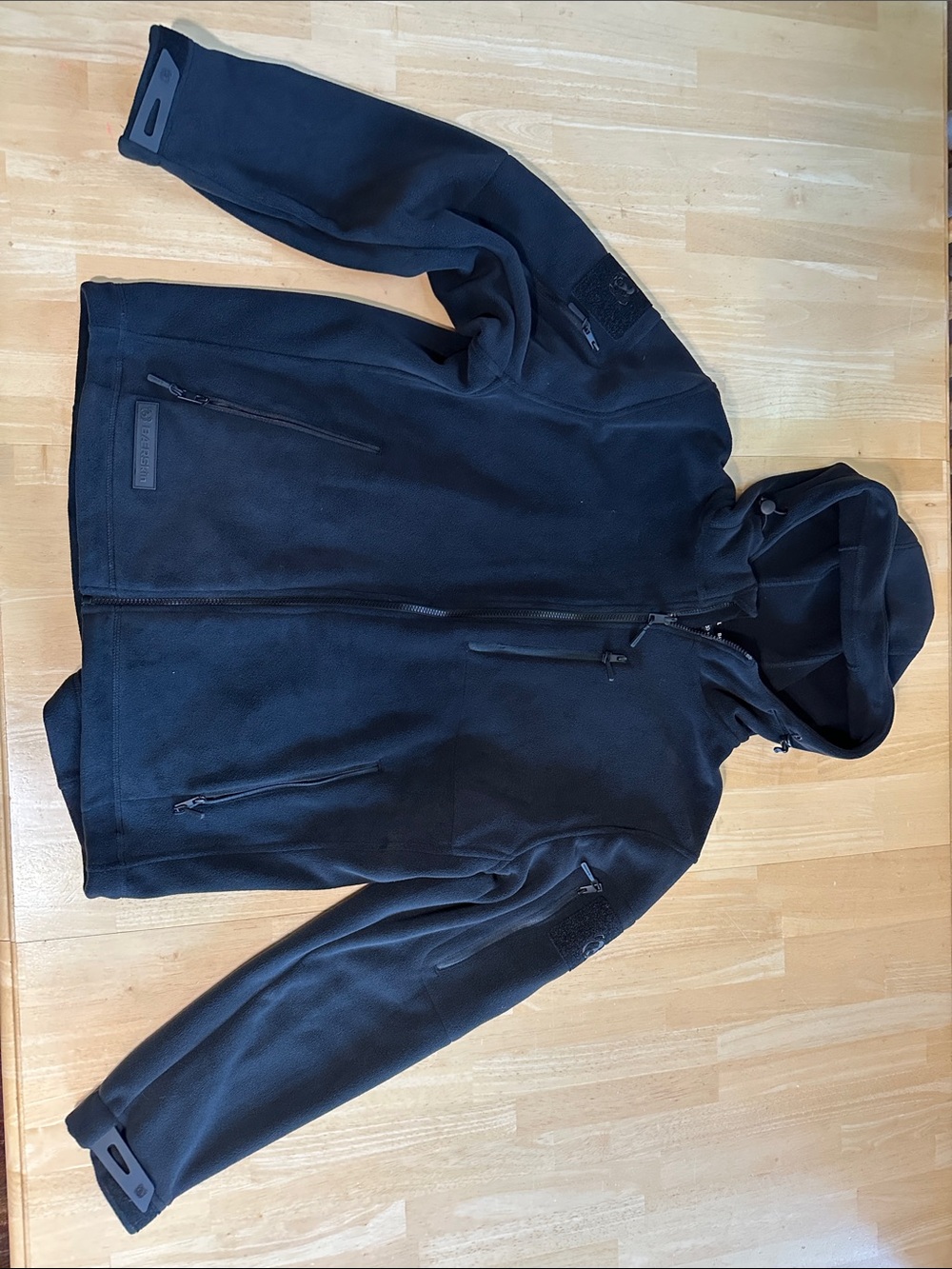 Baerskin Tactical Black Hooded Performance Jacket with Secure Zip Pockets, size